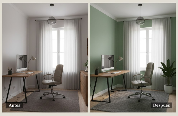 renders 3D de escritorios y zonas de trabajo